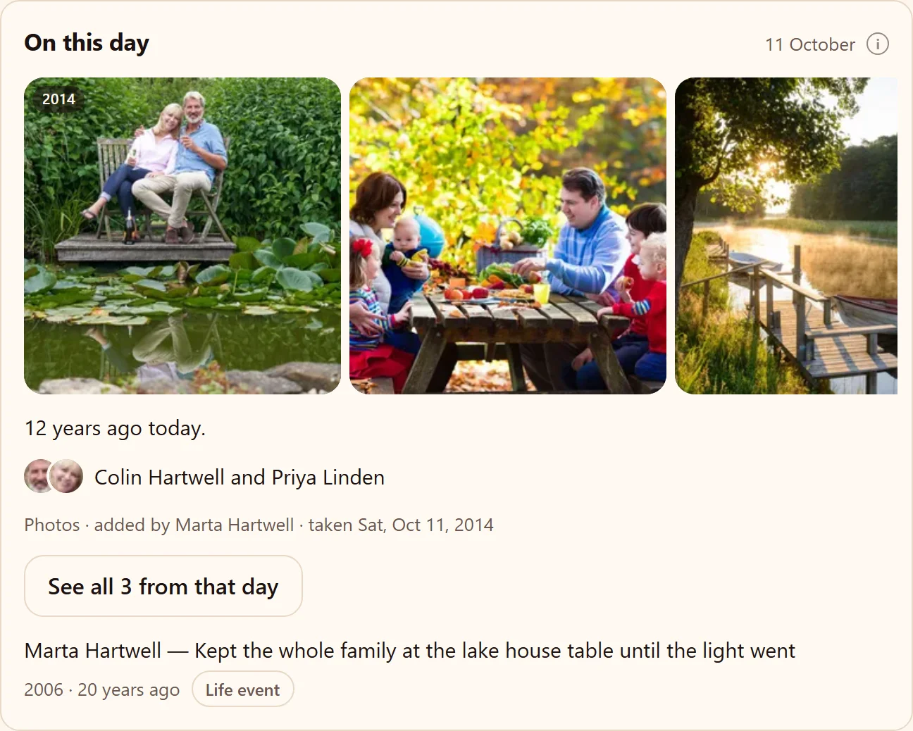 On this day: photos taken on today’s date in earlier years.